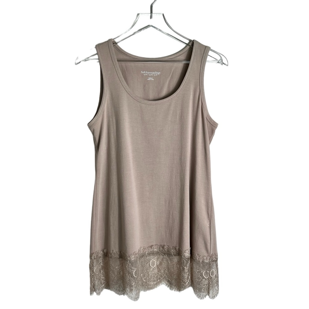 Soft Surroundings Madame Lace Tank-Natural Tan-Size Medium NWOT